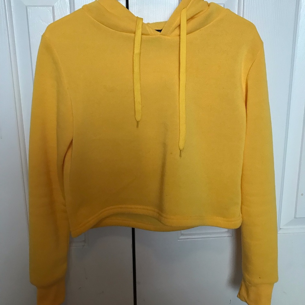 Yellow crop top hoodie size S